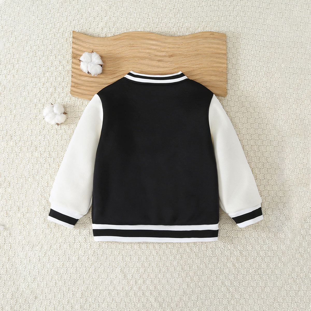 Boys Black Solid Varsity Winter Jacket