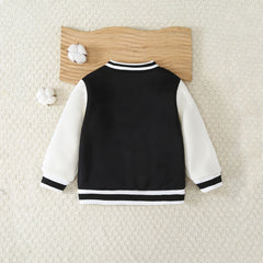 Boys Black Solid Varsity Winter Jacket