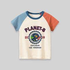 Boys Beige Space Themed Graphics T-Shirt