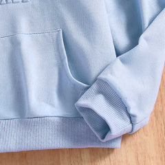 Boys Blue Hooded Long Sleeve Typography Print Sweatshirt