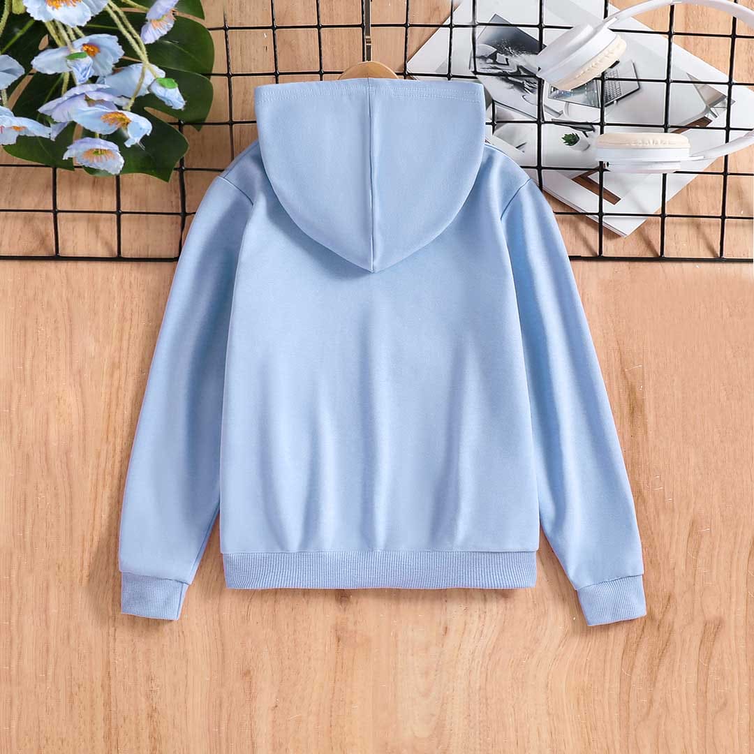 Boys Blue Hooded Long Sleeve Typography Print Sweatshirt