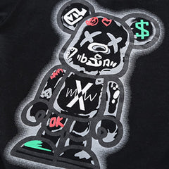 Boys Black Graphic Print Short Sleeves T-shirt with Shorts Set