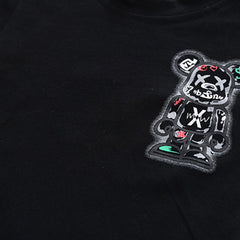 Boys Black Graphic Print Short Sleeves T-shirt with Shorts Set